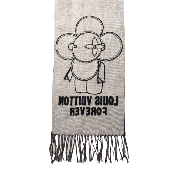 Louis Vuitton LV Forever Reversible Gray Black Cashmere Scarf Pre-Owned - Picture 12 of 16